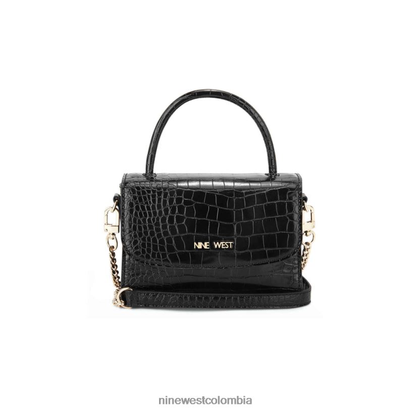 X0LV062599 cocodrilo negro mini bandolera skylar con solapa Nine West