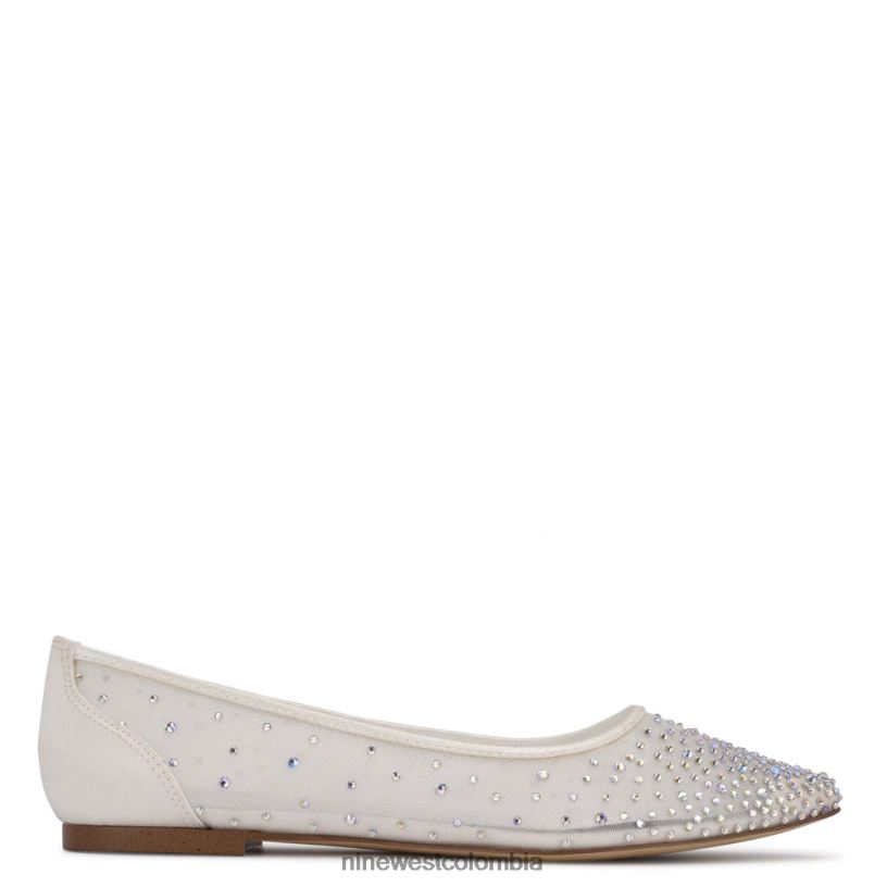 X0LV062064 malla blanca zapatos planos con punta puntiaguda Nine West