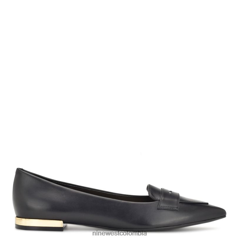 X0LV062101 cuero negro mocasines lallin con puntera puntiaguda Nine West