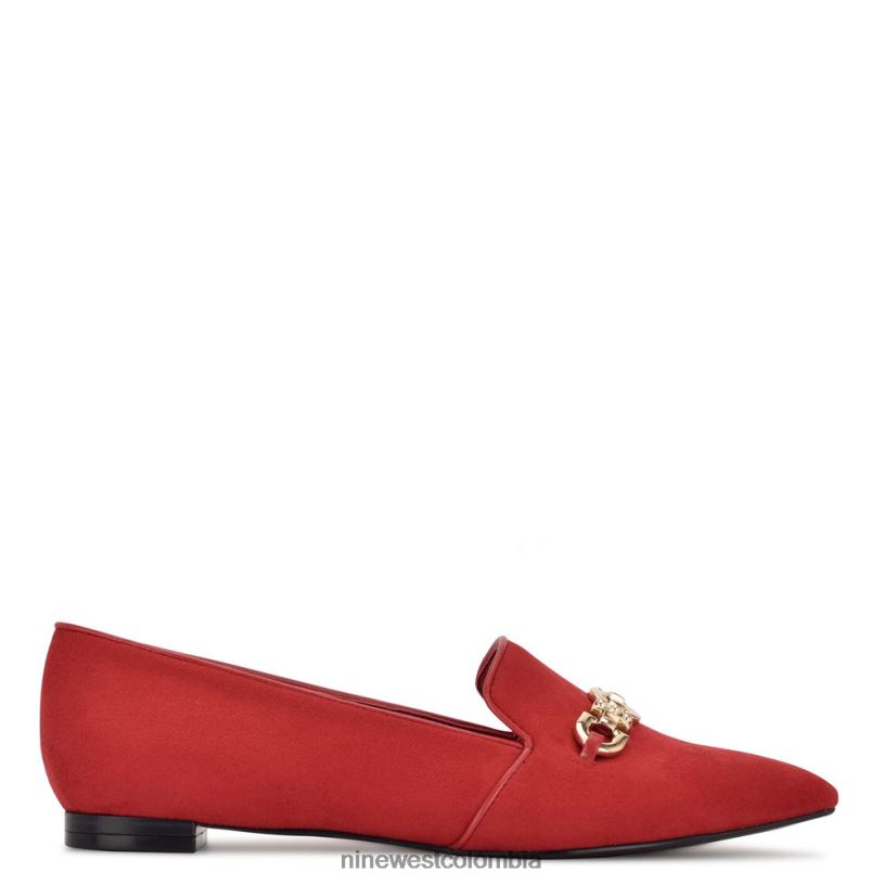 X0LV062150 gamuza roja zapatos planos con punta puntiaguda Nine West