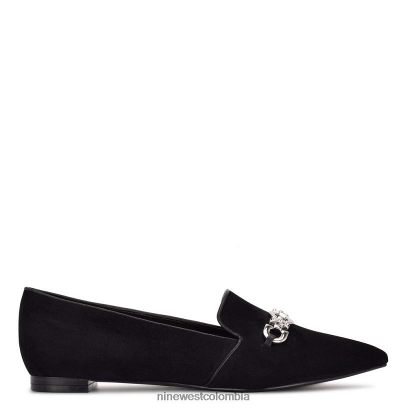 X0LV062151 ante negro zapatos planos con punta puntiaguda Nine West