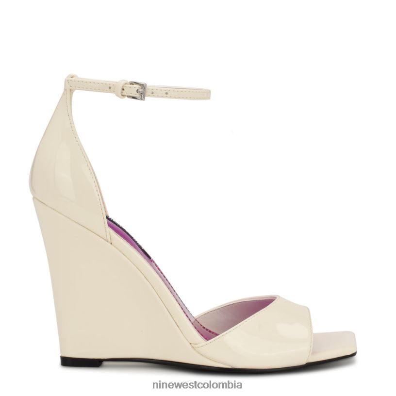 X0LV061719 charol crema elegante sandalias cuña hallena Nine West