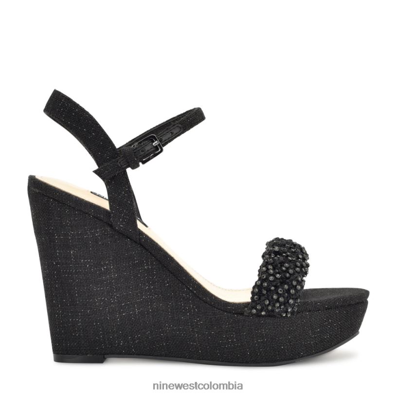 X0LV06758 negro sandalias halora con cuña Nine West