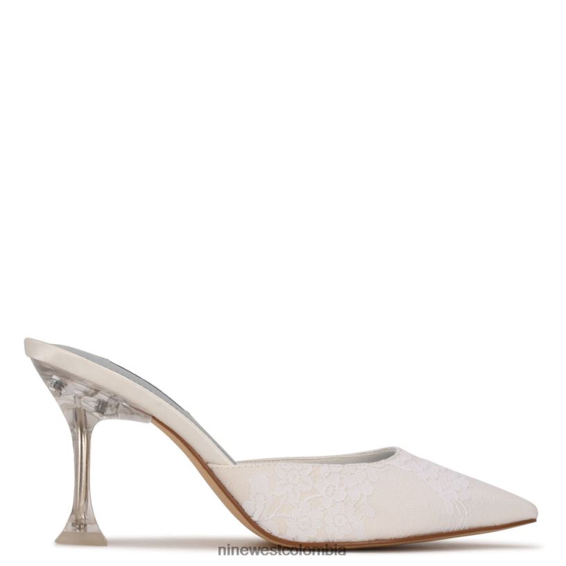 X0LV062010 encaje blanco mules con punta puntiaguda Nine West