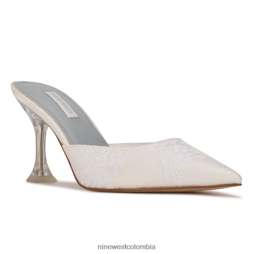 X0LV062010 encaje blanco mules con punta puntiaguda Nine West