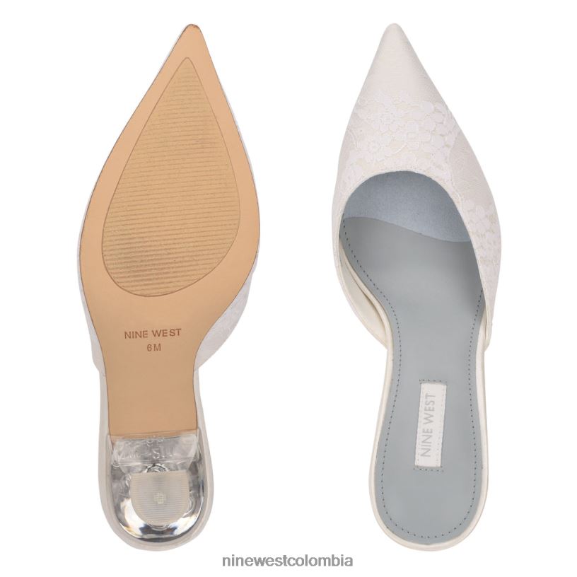 X0LV062010 encaje blanco mules con punta puntiaguda Nine West