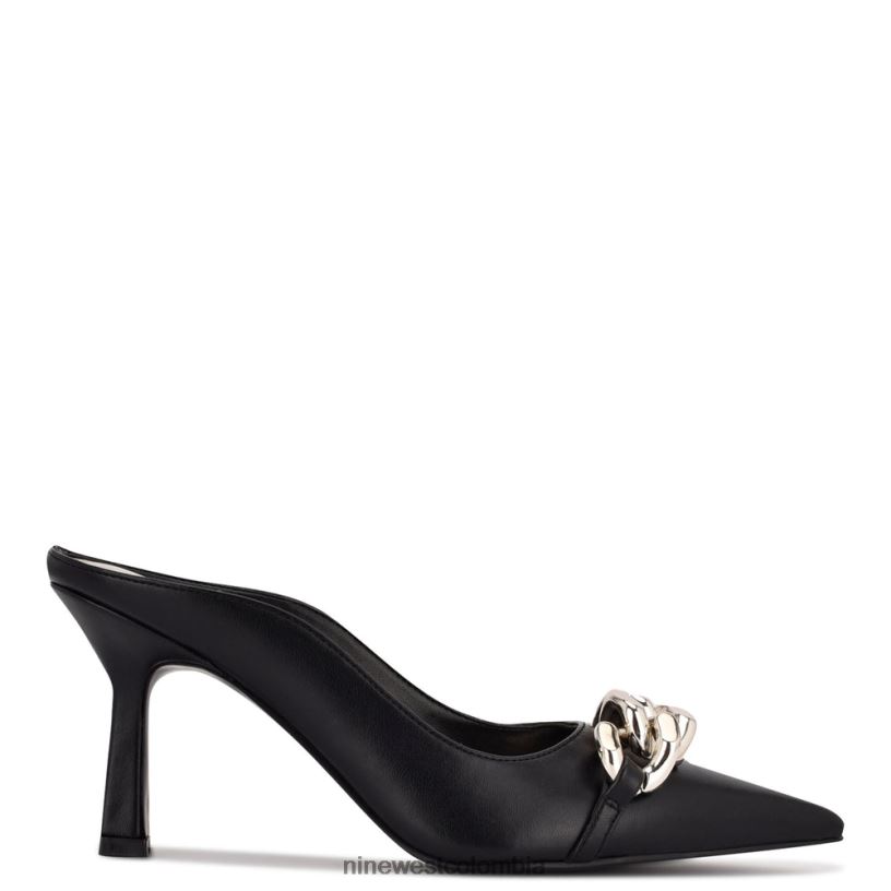 X0LV062231 cuero negro mules con tacón sauci Nine West