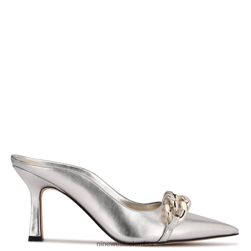 X0LV06712 plata mules con tacón sauci Nine West