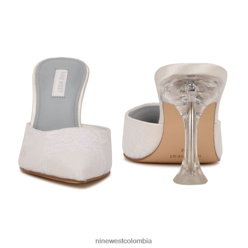 X0LV06739 encaje blanco mules con punta puntiaguda Nine West