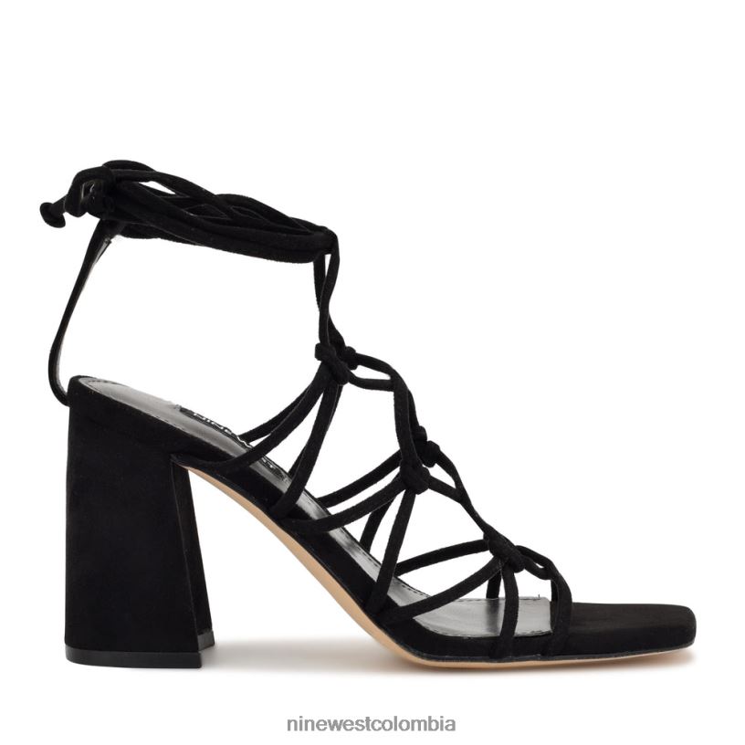 X0LV06839 ante negro sandalias cruzadas al tobillo Glaven Nine West