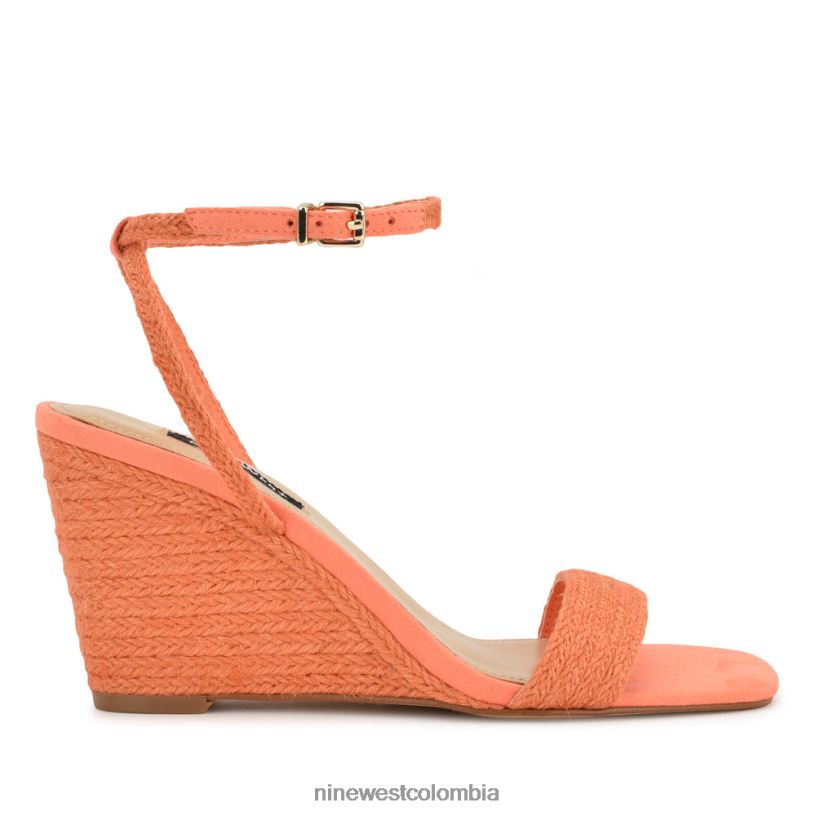 X0LV06829 tejido naranja sandalias nilo con cuña Nine West