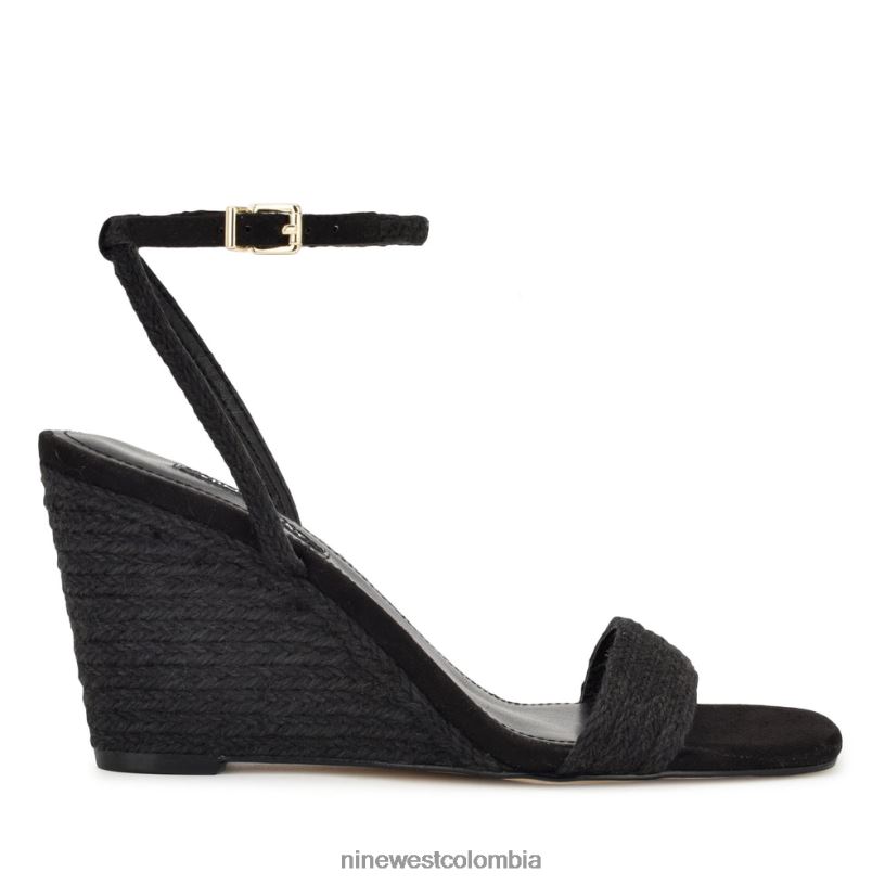 X0LV06830 tejido negro sandalias nilo con cuña Nine West