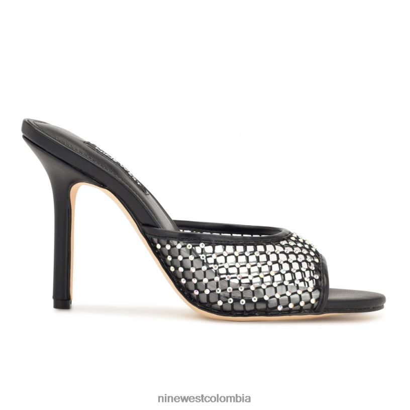 X0LV061080 malla negra sandalias iriep de tacón Nine West