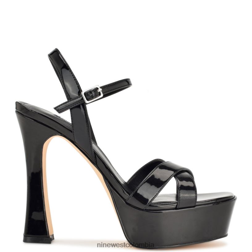 X0LV061756 charol negro sandalias con plataforma iriv Nine West