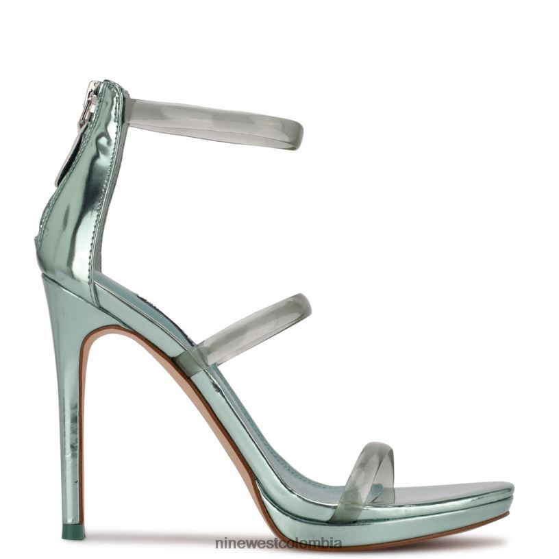 X0LV061938 menta metalizada sandalias de tacón leah Nine West