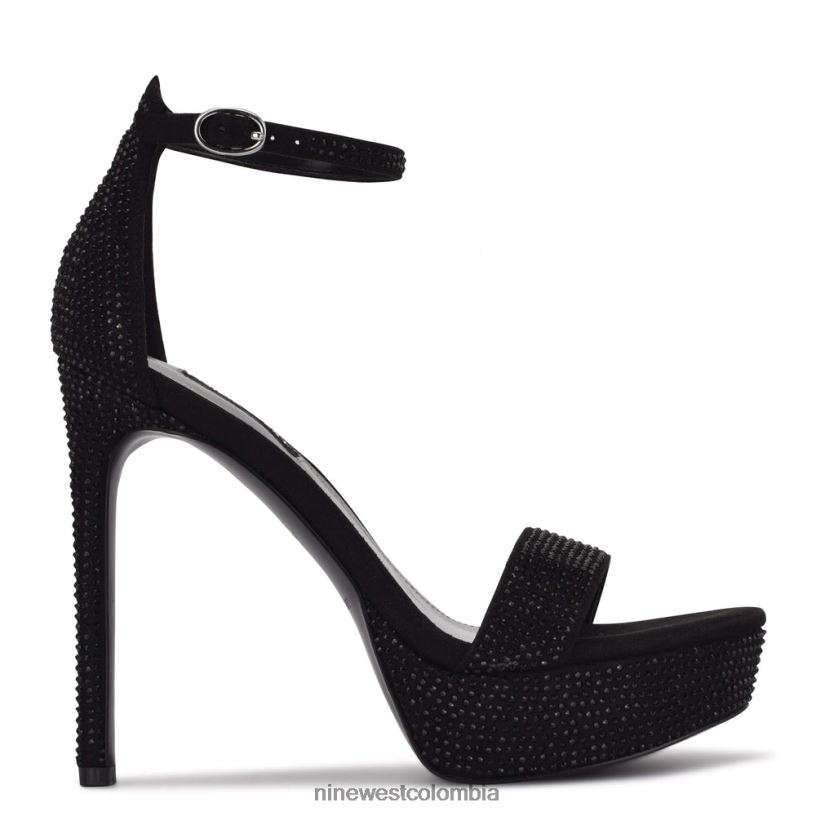 X0LV062002 ante negro brillante sandalias con plataforma Nine West