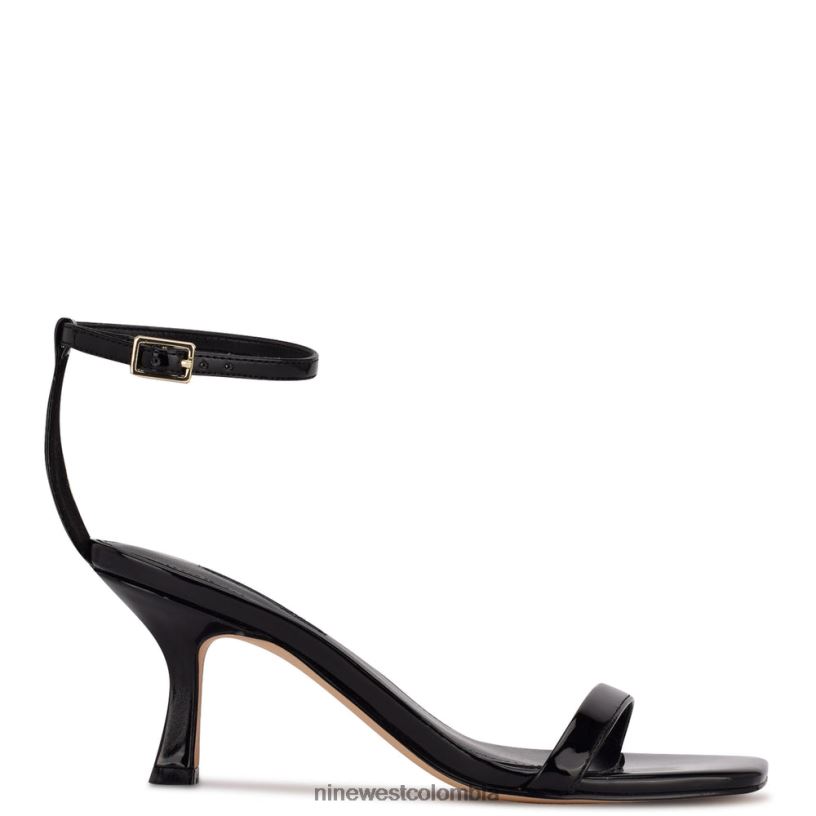 X0LV062007 charol negro sandalias de tacón maduras Nine West