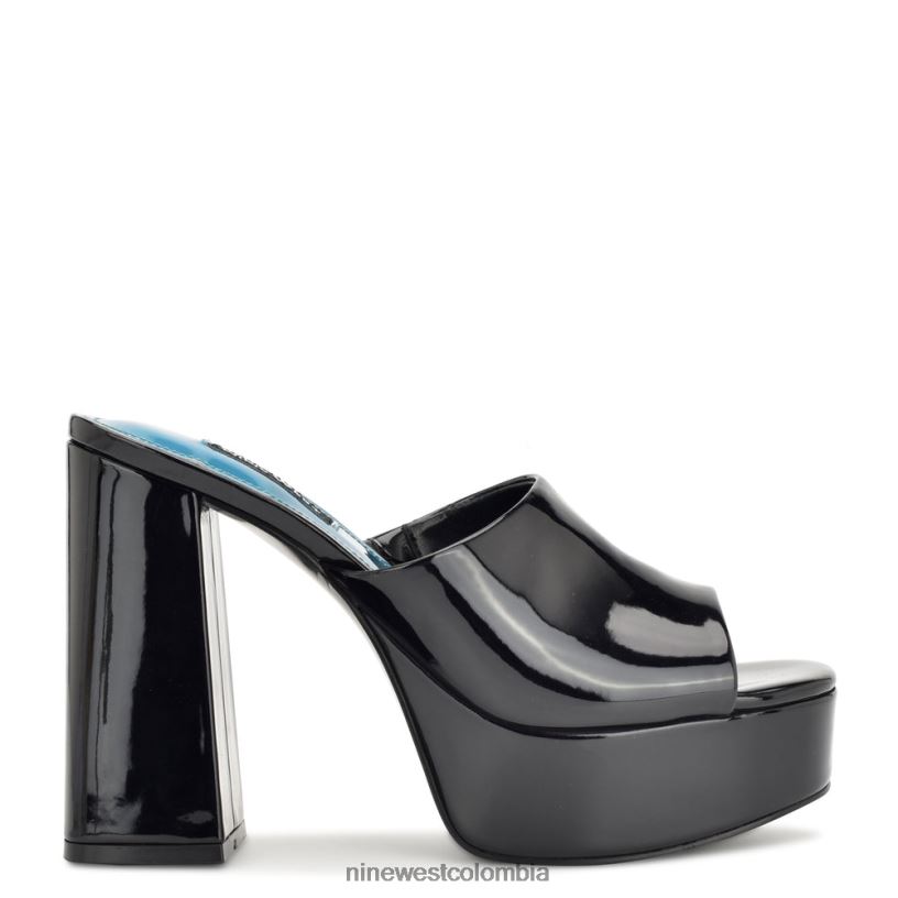 X0LV06258 charol negro sandalias jilie con plataforma Nine West