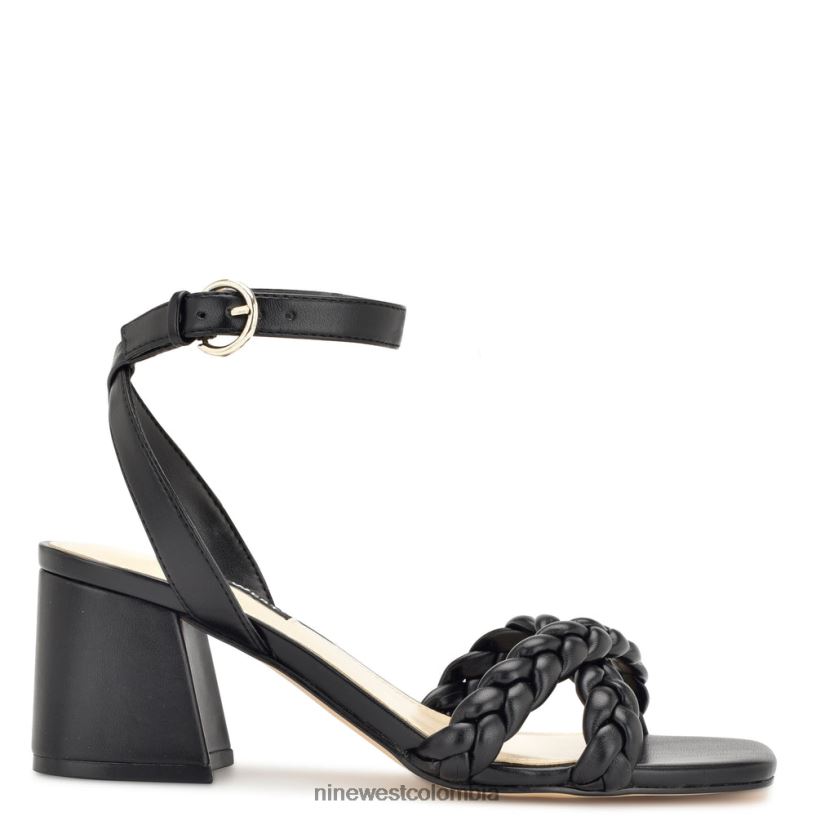 X0LV06299 negro sandalias con tacón cuadrado Gracann Nine West