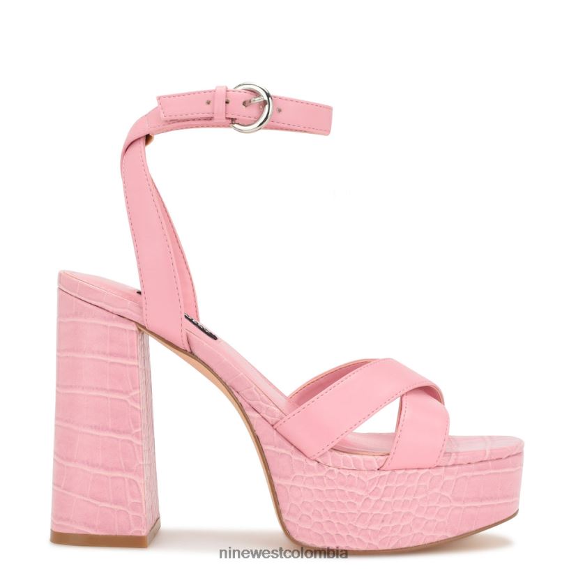 X0LV06323 cocodrilo rosa sandalias joya plataforma Nine West