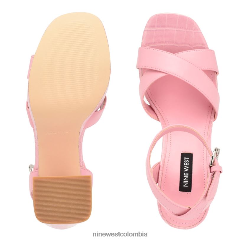 X0LV06323 cocodrilo rosa sandalias joya plataforma Nine West