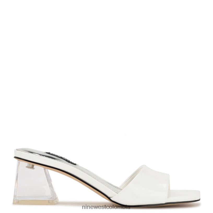 X0LV06362 patente blanca sandalias de tacón oaky Nine West