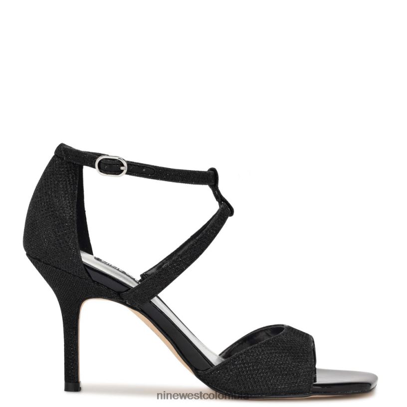 X0LV06444 brillo negro sandalias de tacón suspiros Nine West