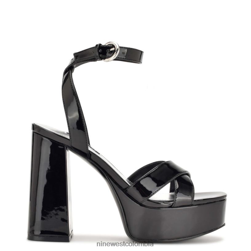 X0LV06454 charol negro sandalias joya plataforma Nine West