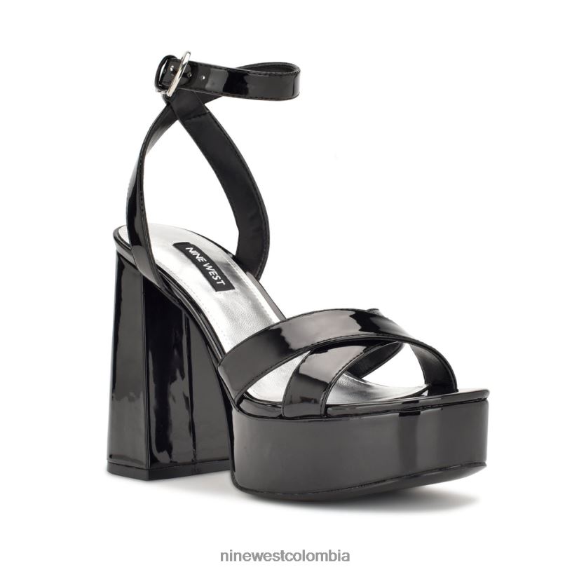 X0LV06454 charol negro sandalias joya plataforma Nine West