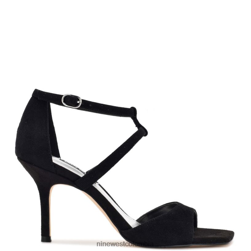 X0LV06462 ante negro sandalias de tacón suspiros Nine West