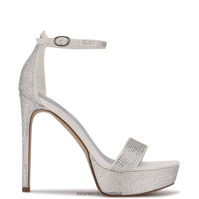 X0LV06587 satén blanco sandalias con plataforma Nine West