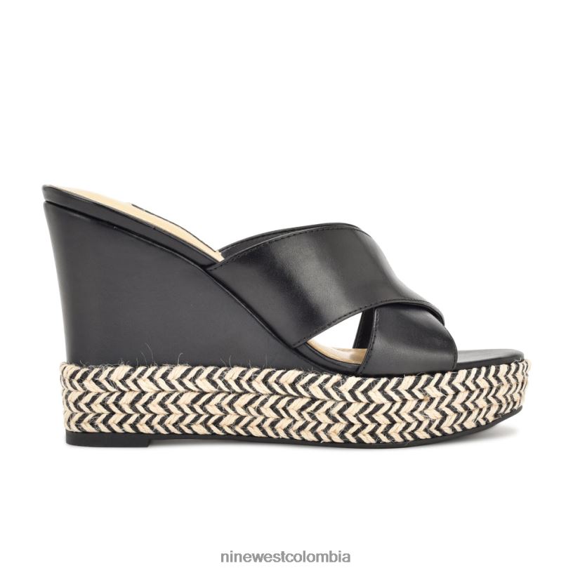 X0LV06659 negro sandalias con cuña en tonos Nine West