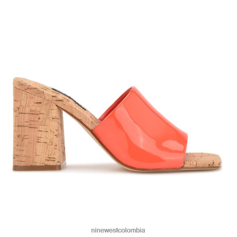 X0LV06669 charol naranja sandalias con tacón teice Nine West