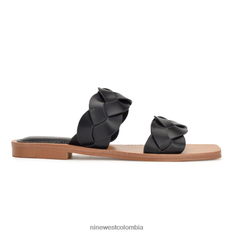 X0LV062 tejido negro sandalias planas royal Nine West