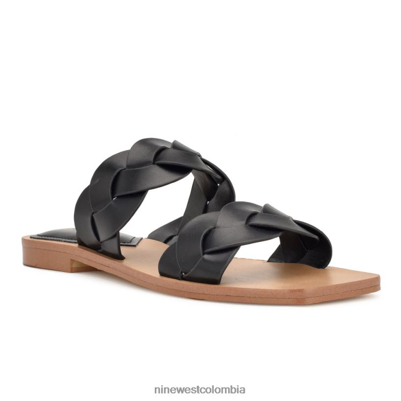 X0LV062 tejido negro sandalias planas royal Nine West