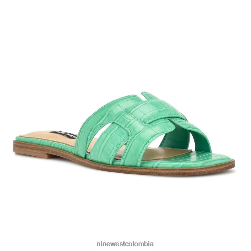 X0LV0631 cocodrilo verde sandalias planas germani Nine West