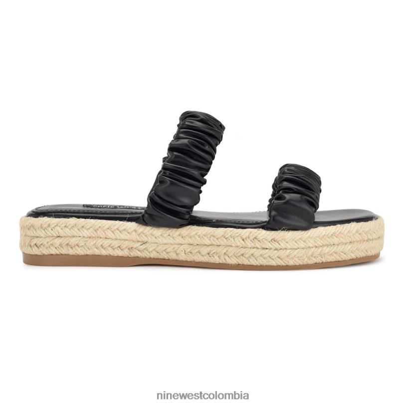 X0LV0644 negro sandalias planas alpargatas con pavo real Nine West