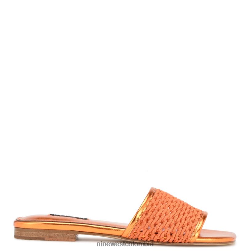 X0LV0657 naranja sandalias planas tejidas Nine West