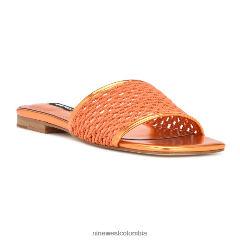 X0LV0657 naranja sandalias planas tejidas Nine West