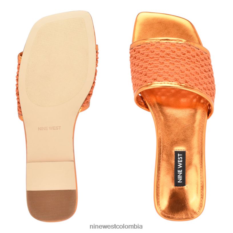 X0LV0657 naranja sandalias planas tejidas Nine West