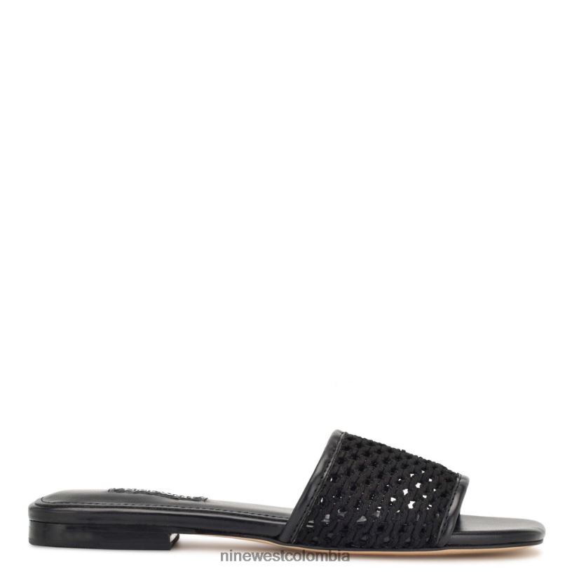 X0LV0660 negro sandalias planas tejidas Nine West