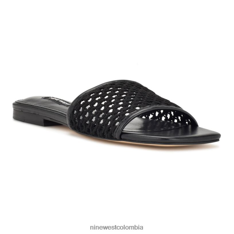 X0LV0660 negro sandalias planas tejidas Nine West