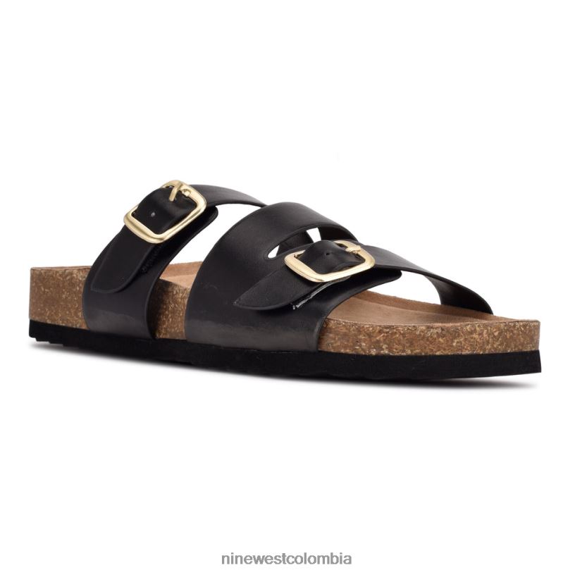 X0LV0687 negro sandalias planas sommie Nine West