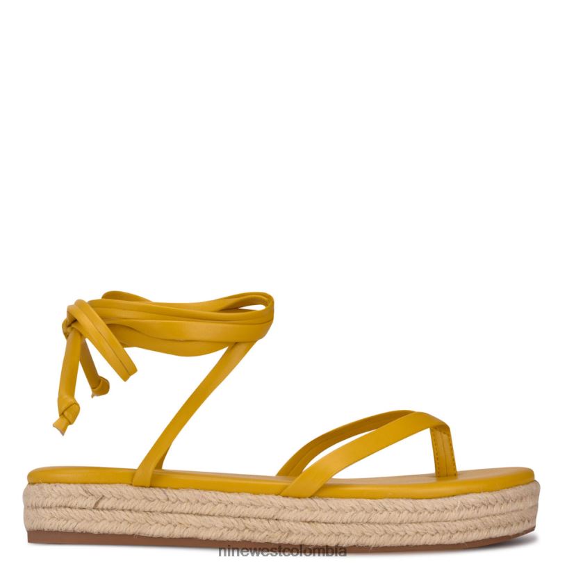 X0LV0695 amarillo sandalias planas cruzadas en el tobillo Nine West