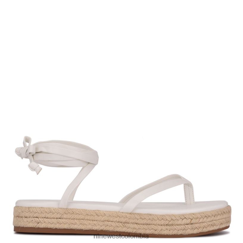 X0LV0696 blanco sandalias planas cruzadas en el tobillo Nine West