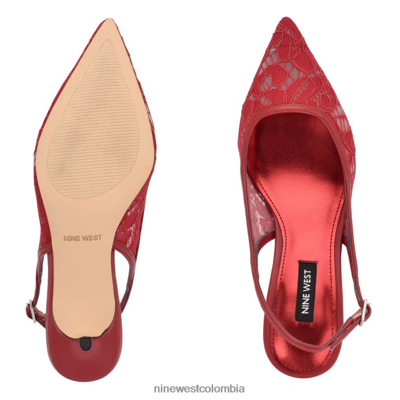 X0LV061091 encaje rojo tacones destalonados arena Nine West