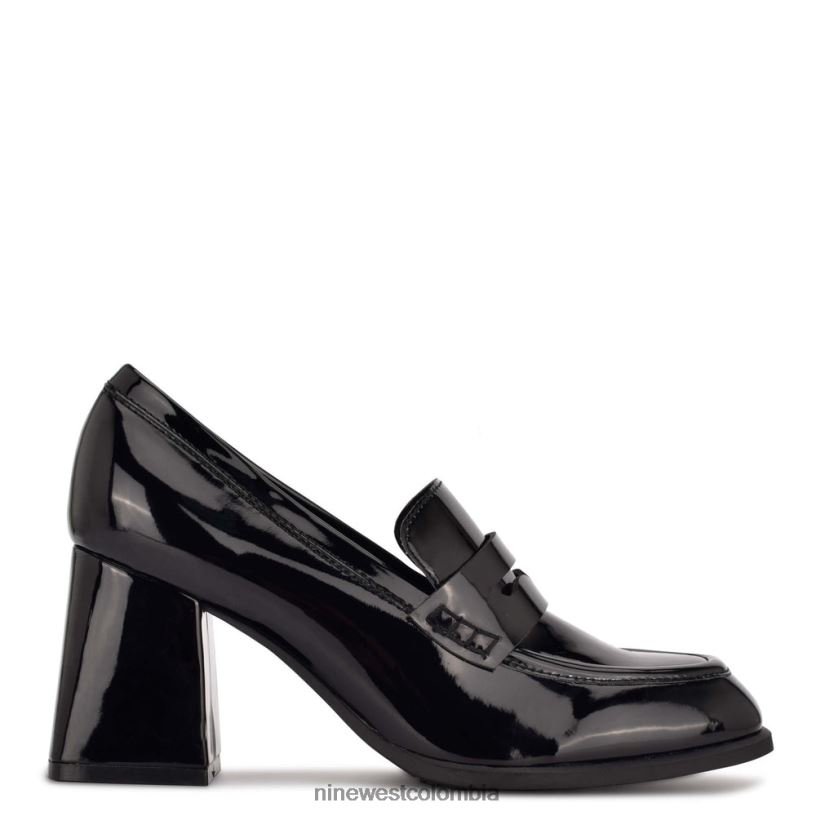 X0LV061238 charol negro mocasines de tacón Zest Nine West